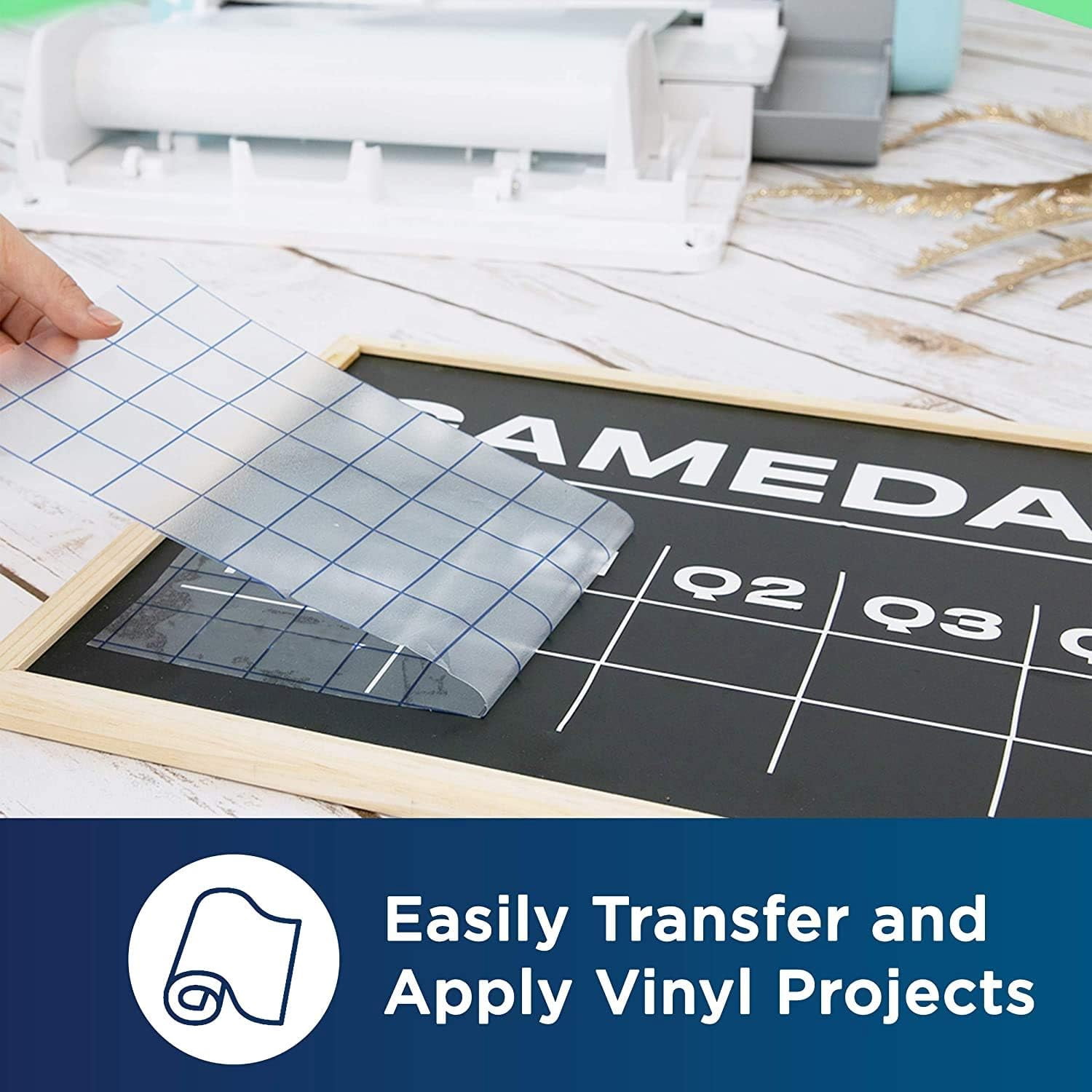 Brother ScanNCut Vinyl Transfer Tape with Grid CAVINYLTPG, 12" x 6' Roll, and Adhesive Craft Vinyl Multipack CAVINYLMP, 10 Sheets 12" x 12"