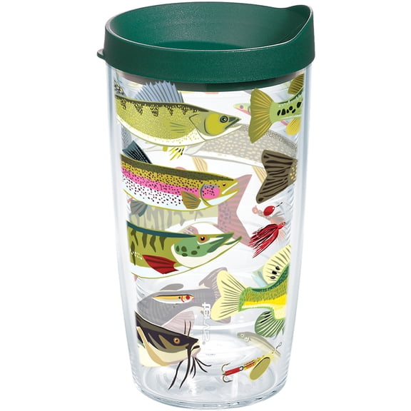 Tervis Freshwater Fish and Lures Made in USA Double Walled  Insulated Tumbler Travel Cup Keeps Drinks Cold & Hot, 16oz, Classic