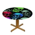 thumbnail image 3 of BANET Colorful Skull Spooky Round Table Cloth Happy Halloween Theme Polyester Tablecloth Waterproof Tablecloth Table Cover for Kitchen Outdoor Party Picnic 54"-58, 3 of 8