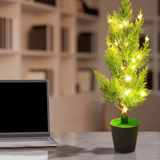 Ganfancp Led Luz de Noche Simulación Planta Árbol Luz Bonsai Pinaster Aguja Rábano Verde Dormitorio Escenografía Decoración Luz Ofertas Flash Liquidación Lámpara de Planta Simulada*1