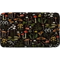 thumbnail image 5 of 4Pcs Retro Mushroom Bathroom Accessory Sets with Shower Curtain and Rugs, Fairy Forest Flowers Plants on Black Background Shower Curtains with Non-Slip Rugs Toilet Lid Cover Bath Mat 72 x 72, 5 of 5
