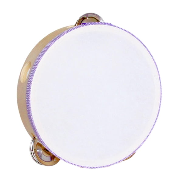 Pandereta de madera, instrumento musical de percusión educativo, pandereta de mano. Violeta