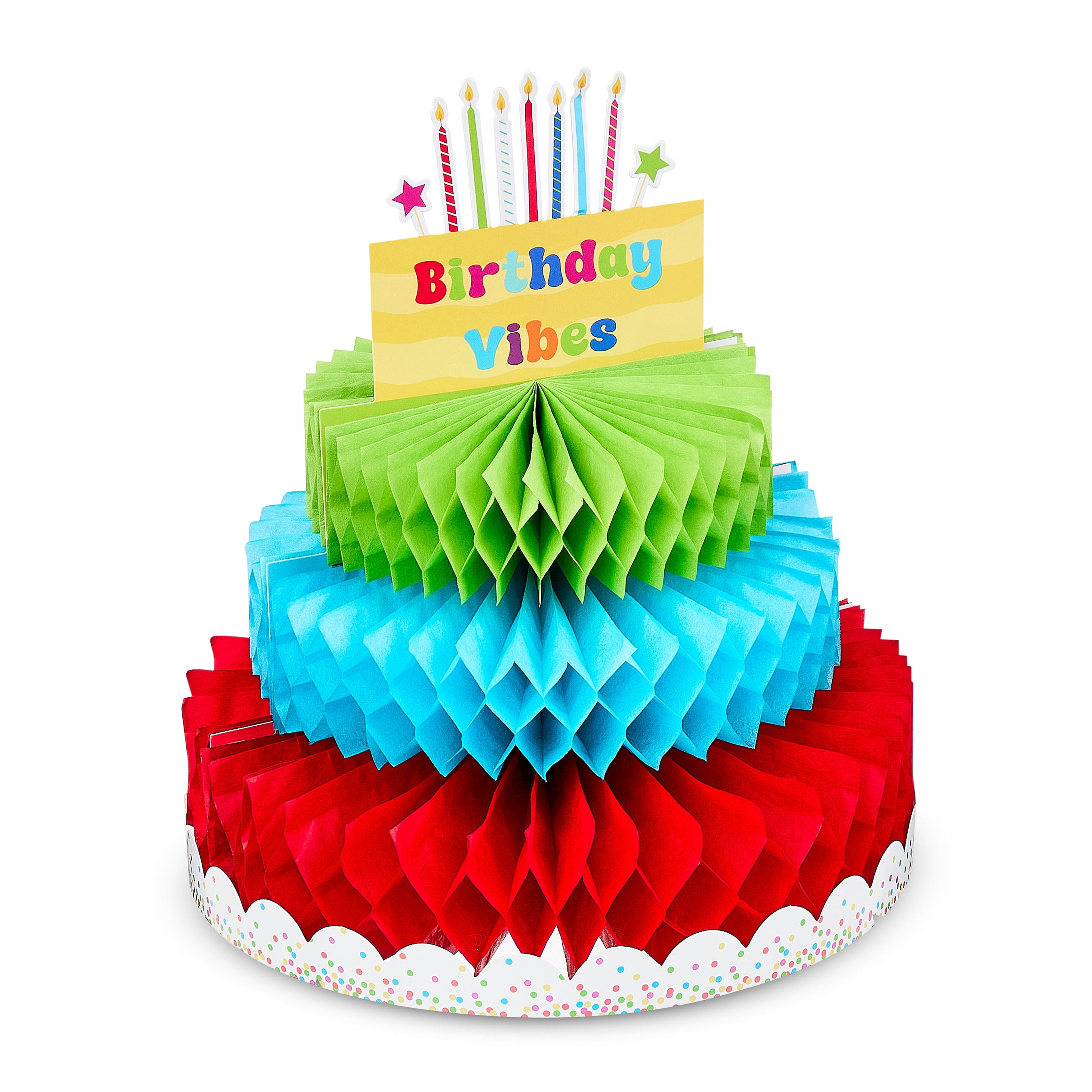 Multicolor Birthday Cake Paper Honeycomb Table Centerpiece Decorations, 3 Count, by Way To Celebrate