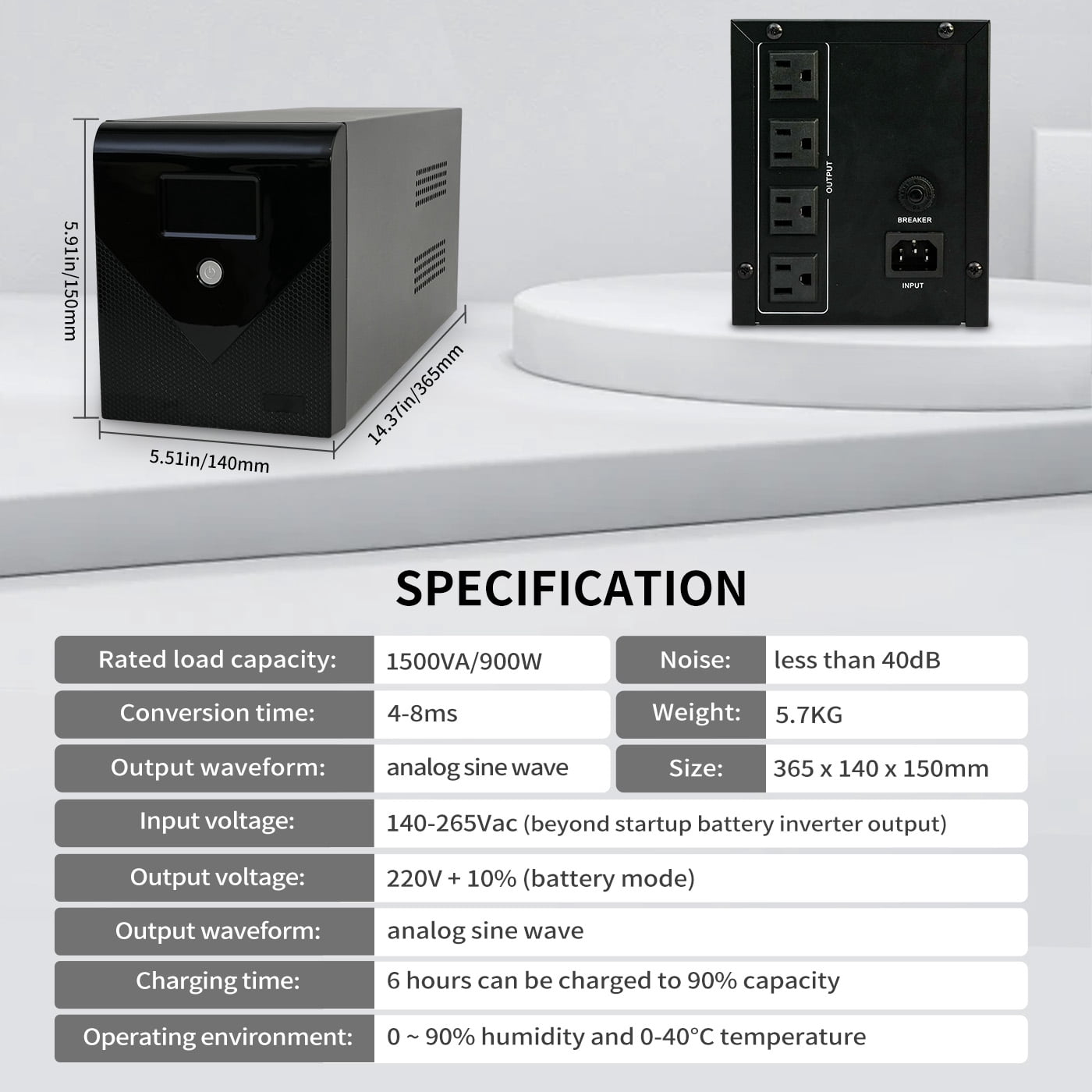 BAOKALER UPS 1500VA Battery Backup, Power Backup Battery