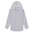 thumbnail image 3 of Lucky Brand Boys Hooded Woven Shirt in Gray Stripe Size XS 4/5, 3 of 4
