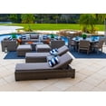 thumbnail image 6 of Tuscany 16-Piece Resin Wicker Outdoor Patio Furniture Combination Set with Sofa Ottoman Set, Round Dining Set, and Chaise Lounge Set (Half-Round Gray Wicker, Polyester Light Gray), 6 of 8