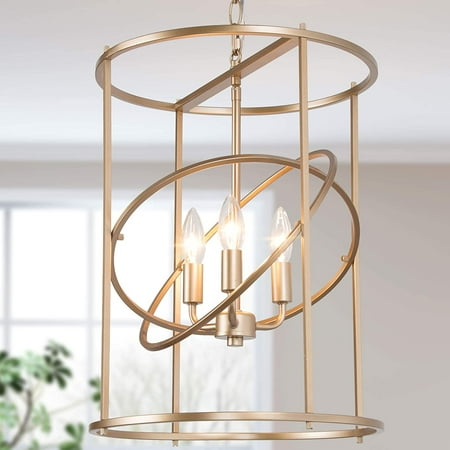

MANXING Gold Drum Chandelier Modern Pendant Light Fixtures for Dining Rooms Kitchen and Foyer 19.5 H