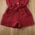 thumbnail image 4 of Toddler Girl Fashion Solid Color Flying Sleeve Jumpsuit Elastic Waist Romper 6M-5Y, 4 of 5