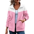 thumbnail image 2 of DYTTDG Women's Zip Up Lapel Collar Jacket, Color Block Long Sleeve Side Pocket Casual Warm Daily Layering Outerwear Coat, 2 of 8