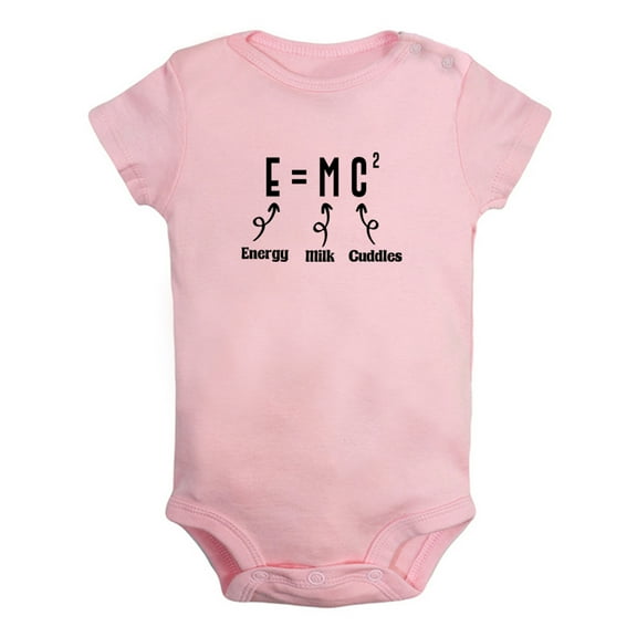 iDzn E=MC2 Energy Milk Cuddles Funny Rompers For Babies, Newborn Baby Unisex Bodysuits, Infant Jumpsuits, Toddler 0-12 Months Kids One-Piece Oufits (Pink, 0-6 Months)
