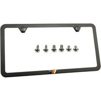 German Flag metal Emblem Stainless Steel License Plate Frame 2 hole (12"x6", Black/Slim)