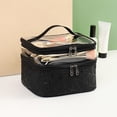 thumbnail image 7 of kaioher Makeup Bag Double Layers Transparent Large Capacity Zipper Geometric Store Cosmetic Colorfast Travel Geometric Cosmetic Bag for Office, 7 of 7