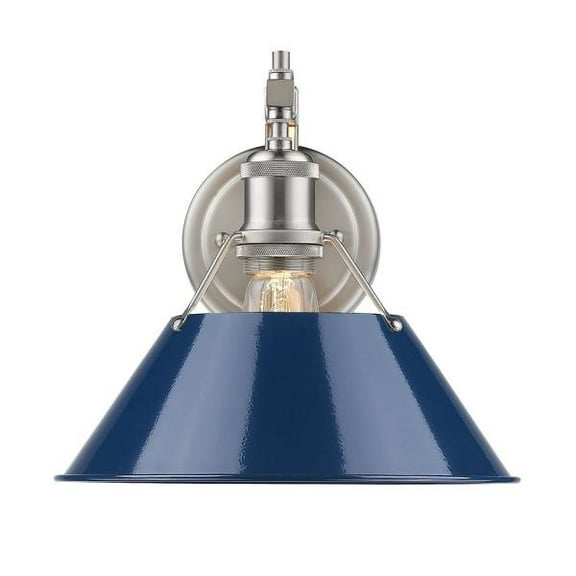 Yep by Golden Lighting Orwell 1-light Wall Sconce in Pewter and Navy Blue shade