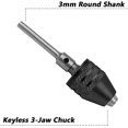 thumbnail image 3 of AVEKI 2Pcs Mini Keyless 3 Mâchoires Perceuse Changement Rapide Mandrin Adaptateur Mini Keyless Mandrin Pince Convertisseur Outil de Conversion pour Machine de Gravure Grinder Électrique 3mm Tige Ronde, 0.3-3.4mm Noir 0601M, 3 of 8