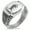 Silver, variant on Stainless Steel Celtic Bull Rune CZ Ribbed Needle Stripe Pattern Biker Style Polished Ring