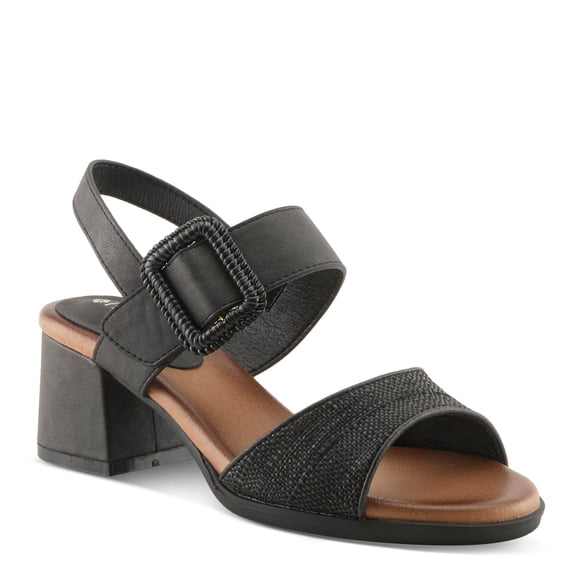 Patrizia Mambu Women’s Block Heel Sandal with Linen Look & Cushioned Ease