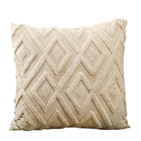Geometric Diamond Tufted Throw Pillow Cover 20x20 Inch,Plush Fuzzy Textured Decorative Pillowcase,Cozy Modern Square Cushion Case for Sofa Couch Bed Bedroom Living Room Fall Winter Decor