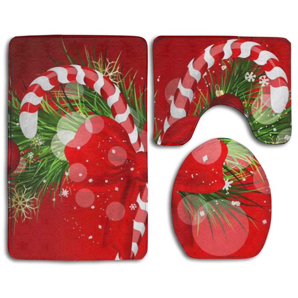CHAPLLE Merry Christmas! 6 3 Piece Bathroom Rugs Set Bath Rug Contour