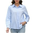 thumbnail image 5 of Sakmal Womens Tops Plus Size Button Down Cute Blue Shirts Long Sleeve Collared Graphic Tops for Women, 5 of 5