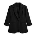 thumbnail image 5 of Zpanxa Womens Winter Jackets Three Quarter Sleeve Button Front Flared Jacket Solid Color Casual Lightweight Versatile with Pockets, 5 of 6