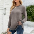 thumbnail image 7 of Sweatshirts for Women Round Neck Solid Color Long Sleeve Pullover Tops with Pocket, 7 of 7