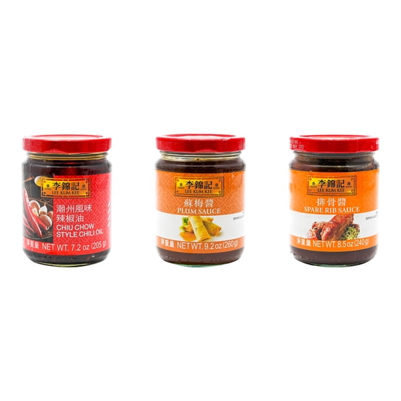NineChef Brand Spoon Plus 3 Pack Lee Kum Kee Cooking Sauce, 3 Flavors(Chiu Chow Chili Oil,Plum Sauce,Spare Rib Sauce)