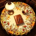 thumbnail image 5 of Fall & Thanksgiving Round Tablecloth, 47.3" Holiday Autumn Pumpkin Sunflower Orange Table Cloth, Farmhouse Waterproof Wipeable Fabric Table Cover for Outdoor Camping Home Party Decor, 5 of 7
