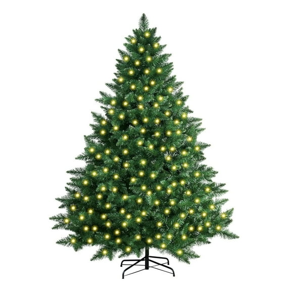 IC ICLOVER 6.5ft Pre-Lit Premium Artificial Hinged Christmas Tree w/ 250 LED Warm White Lights, 850 Branch Tips, Perfect Choice for Xmas Decoration