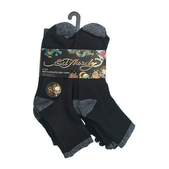 Ed Hardy Half Cushion Tab Mid Crew Socks 8pk