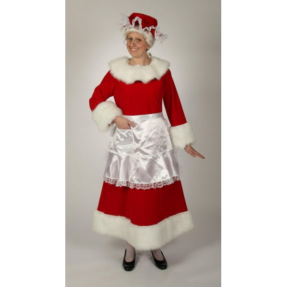 The Costume Center 3 Piece Regal Red Velvet Mrs. Claus Dress with White Trim – Size Large