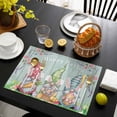 thumbnail image 3 of Easter Bunny Gnomes Placemats Set of 4, Spring Easter Eggs Floral Teal Wood Placemats for Dining Table, Place Mats for Kitchen Tabletop, Waterproof Wipeable Dining Table Mats Set, 3 of 9