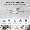 thumbnail image 6 of Fresh White 44 Inch Low Profile 5 Blade Indoor Ceiling Fan, Ideal for Bedrooms and Living Rooms, Quiet DC Motor, LED Light with Remote, Eleve Comfort, 6 of 11