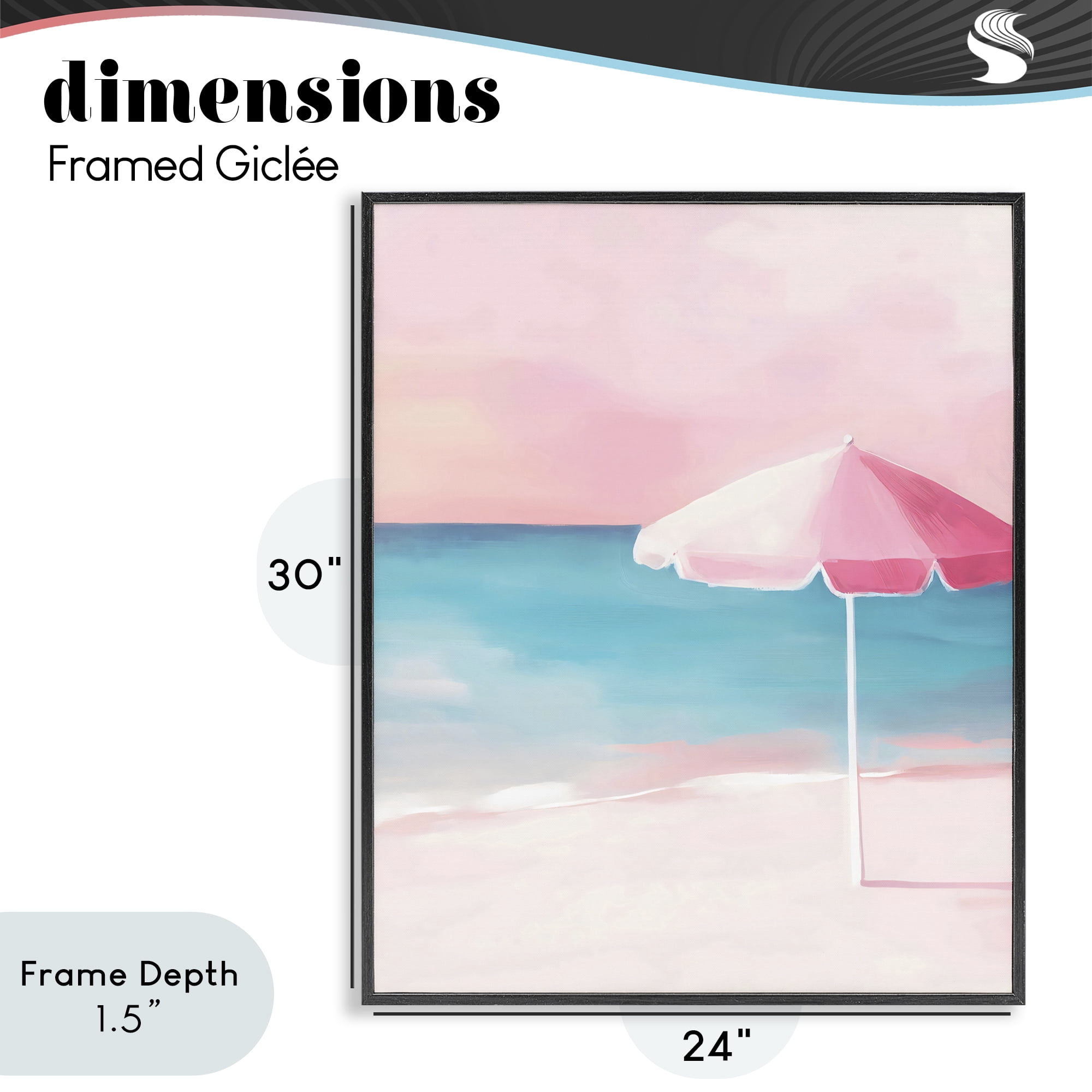 Stupell Industries Serene Pink Beach Umbrella Black Framed Giclee Art, design by The Prints Vibe