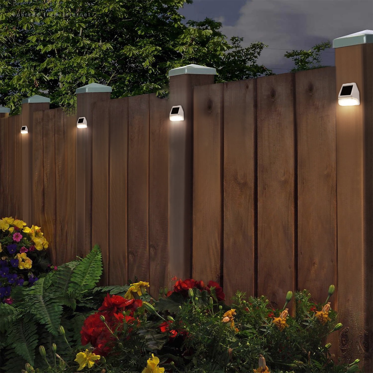 24 Pack Solar Deck Lights, Dusk-to-Dawn LED Fence Lights, White