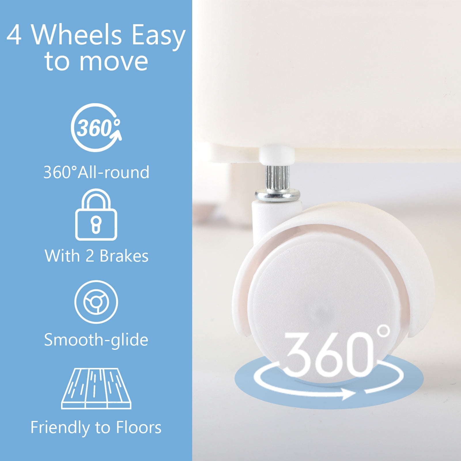 Collapsable Laundry Hamper with Wheels and Lid, 41.5L Rolling Laundry Basket with Handle, Foldable Storage Bins for Corner Bedroom Bathroom