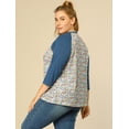 thumbnail image 4 of BluTop Floral Cuello Redondo Y Mangas Raglán 3/4 TalGrande PaMujer Azul XXL, 4 of 6