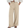 thumbnail image 3 of Dwellite Women's Wide Leg Cotton Linen Pants High Waist Straight Leg Dress Pants 2026 Casual Business Trousers with Pockets Khaki L, 3 of 7