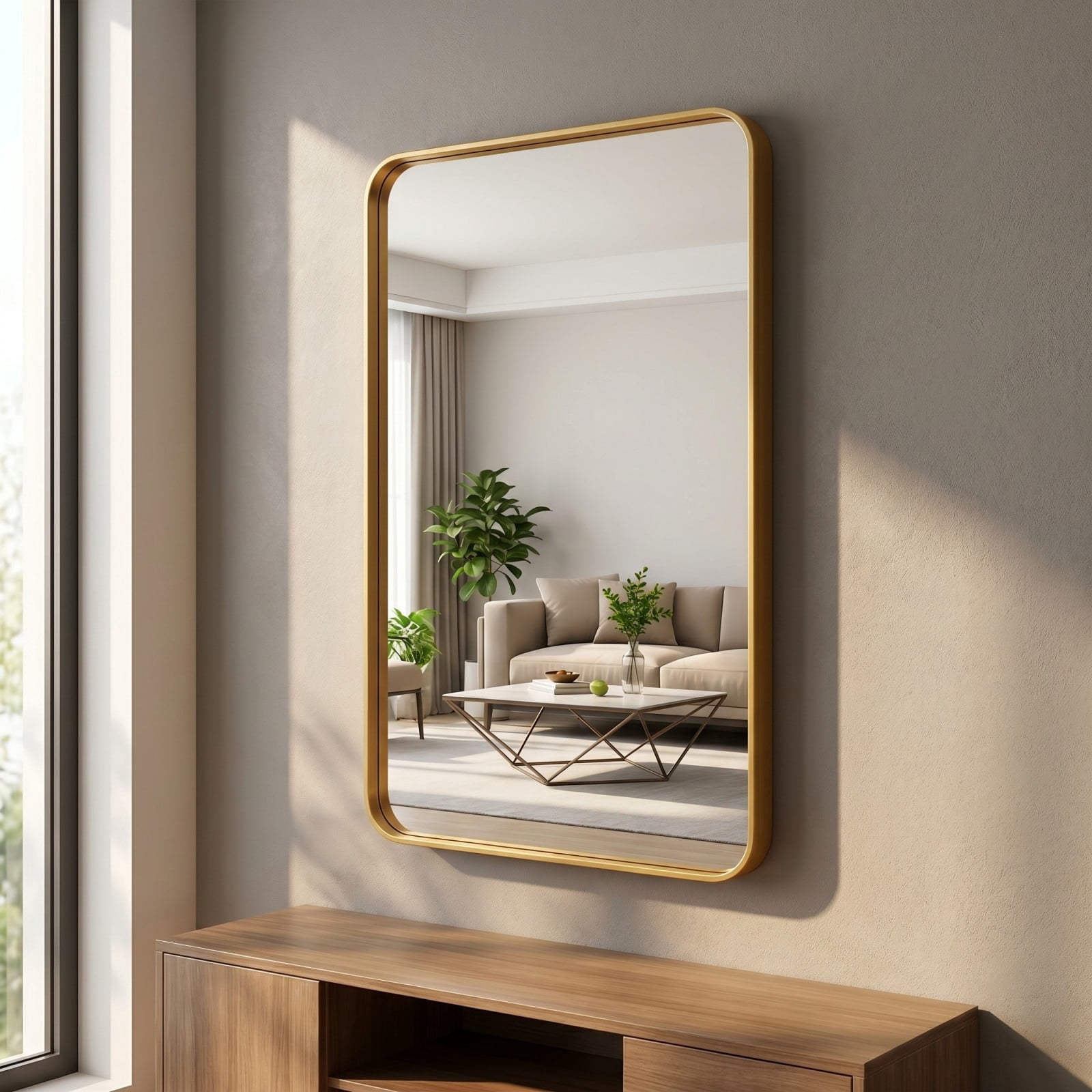 Gleamira 30"x50" Rectangular Bathroom Mirror Vanity Wall Mounted Mirror with Deep Frame, Gold