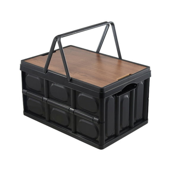 Chmadoxn Folding Storage Box, Multifunctional Storage Case Outdoor Camping Organizer Car Food Storage Box Home Clothes Storage Bag Large Thicken Removable Portable Storage Box with Wooden Panel
