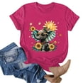 thumbnail image 5 of GEWSEY Sunflower Shirts for Women Funny Tshirts Graphic Tees Patriotic Shirts Cute Summer Athletic Tops Casual Women's Clothing (Hot Pink, 3XL), 5 of 6