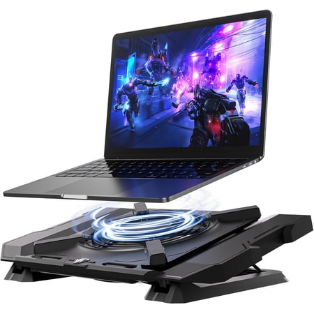 Gaming Laptop Cooler with 7.1 Inch Powerful Fan RGB Lights & 3-Speed Fan Control & LCD Diamond Design Height Adjustable Quiet Laptop Cooling Stand for 12 -21 Laptops etc Gaming Laptop Cooler with 7.1 Inch Powerful Fan RGB Lights & 3-Speed Fan Control & LCD Diamond Design Height Adjustable Quiet Laptop Cooling Stand for 12 -21 Laptops etc