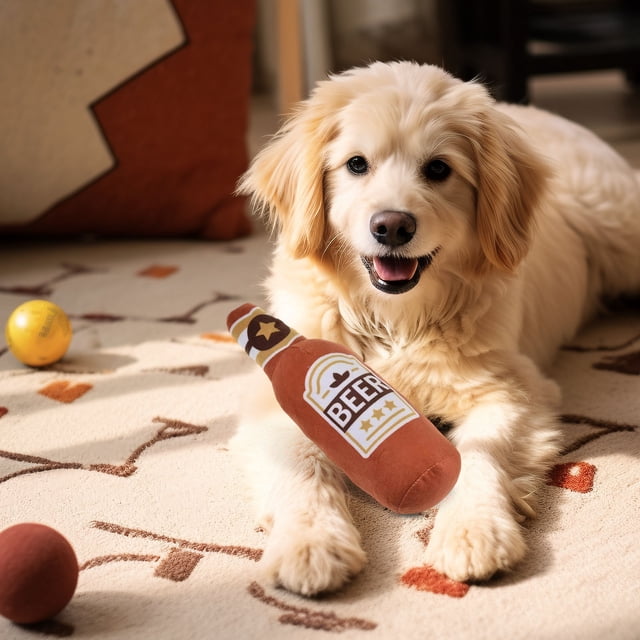 Juguete para masticar perro Forma de botella de vodka de whisky | Peluche relleno chillón | Ayuda duradera para la dentición de mascotas que produce sonido y rechinar dientes | Regalo interactivo