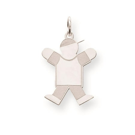 Sterling Silver Laser-cut Polished Fitting Kid Solid Charm Pendant