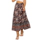 thumbnail image 1 of Faldas florales INSPIRE CHIC para mujer, falda maxi fluida de playa con cintura alta elástica, color azul oscuro, 1 of 5