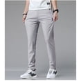 thumbnail image 6 of YMNXA Men's Casual Pants Elastic Waist Solid Color Straight Fit Comfortable Lightweight Breathable Trousers With Pockets For Daily Wear,Light Gray,34, 6 of 6