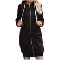 thumbnail image 2 of AOOCHASLIY 2023 Women Winter Coat Fashion Womens Casual Color Long Sleeve Cardigan Hooded Mid-length Coat, 2 of 5