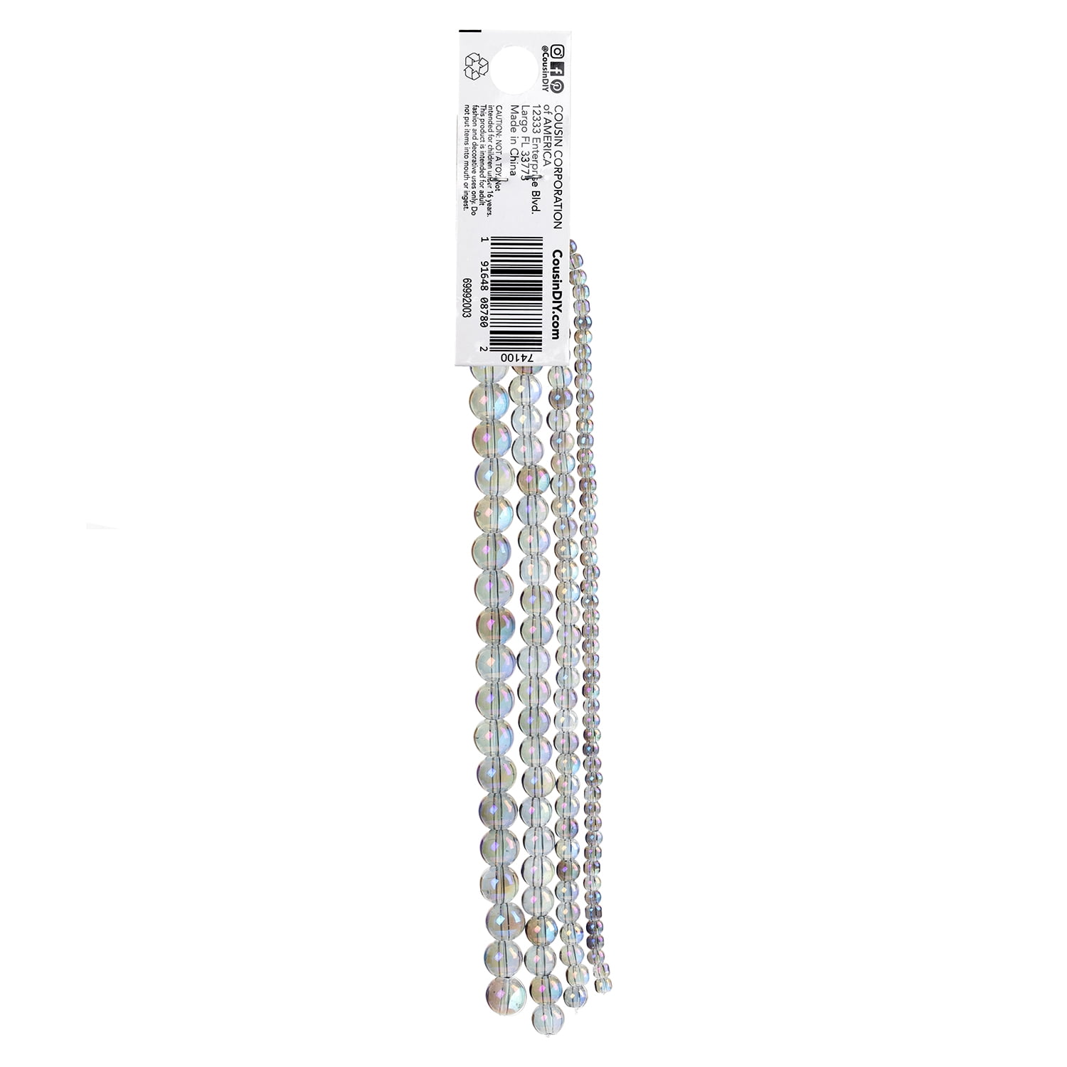 CousinDIY Purple AB Round Glass Bead Strands, 4 Sizes, 7.5 inch, 120 Piece, Unisex, Model# 69992003