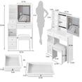 thumbnail image 3 of 29.2" Small Size Vanity Table with Stool & LED Mirror, Touch Control 3-Color Lights, Brightness Adjustable, Left Drawer Storage, Compact Makeup Desk, White, 3 of 7