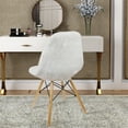 thumbnail image 4 of Leejay White Armless Faux Fur Fuzzy Desk Chairs with Wood Legs，Set of 6, 4 of 5