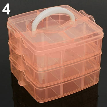 Sunjoy Tech 3-Tier Stackable Storage Containers - Plastic Organizer Box with 18 Adjustable Compartments - Storage for Crafts, Beads, Toy, Washi Tapes, Nail  (6.5 x 6.5 x 5 In)